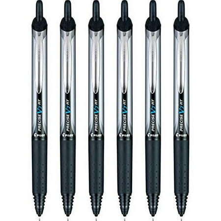 Pilot Precise V7 RT Refillable & Retractable Liquid Ink Rolling Ball Pens, Fine Point (0.7 MM), Black, 6-Pack