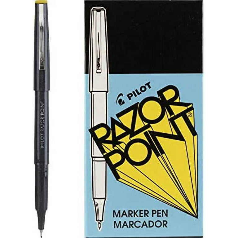 Pilot Razor Point Marker Stick Pens Ultra Fine Point Black Ink Dozen Box 11001