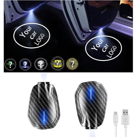 PIM Car Door Lights,2Pcs Car Door LED Logo Projector Lights,Rechargeable Wireless Car Door Step Courtesy Welcome Lights Shadow Ghost Lights Fit for All Cars (Including 6 Pairs Logo Slides)