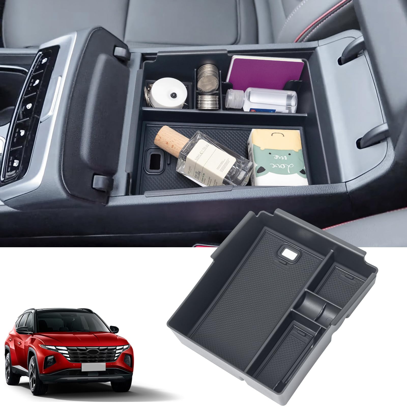 PIMCAR Upgraded Design Center Console Organizer for Hyundai Tucson