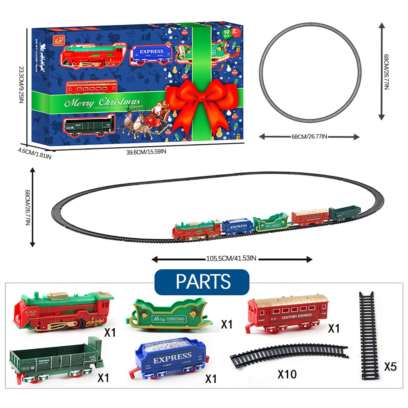 PIMOXV Christmas Train Set with Sounds and Lights Electric Rail Car Toy