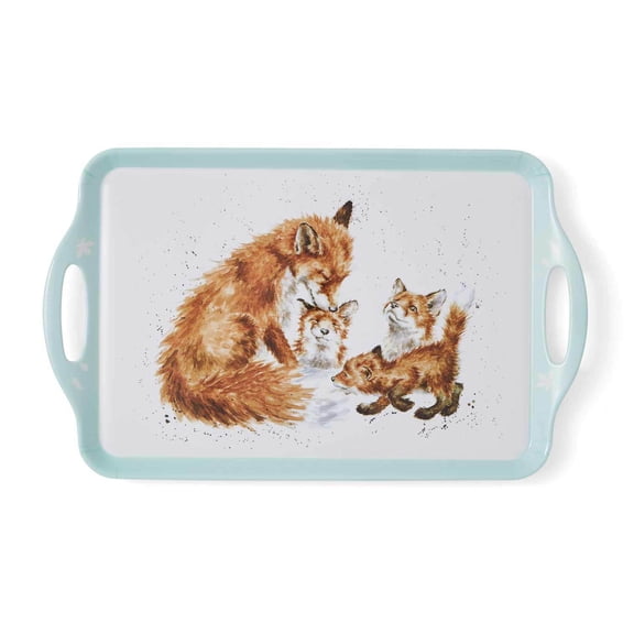 Pimpernel Wrendale Designs Serving Tray with Handles, Bedtime Kiss - Rustic Kitchen Serveware for Tea, Snacks, Breakfast - Melamine Country Tray with Watercolor Art - Dishwasher Safe Farmhouse Decor