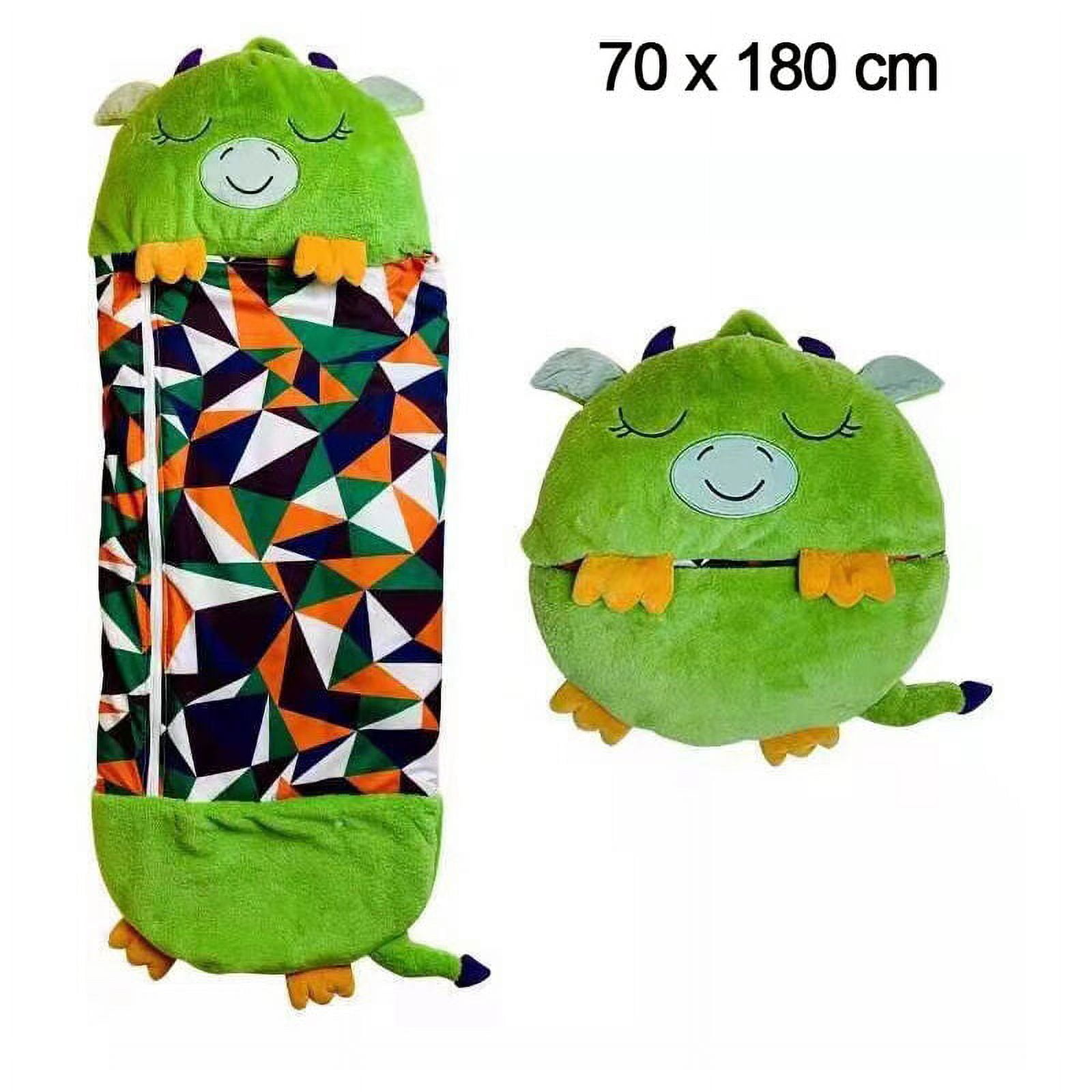 Kids sleeping bag 135X50CM Sleeping Bag Happy Nappers Children's Cartoon  Plush Pillow Convertible Children's Sleeping Bag D 