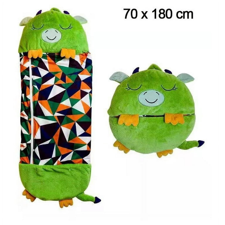 PIMPIMSKY Cute Sleeping Bag and Pillow 2 in 1 Happy Nappers for Children  180 x 70 cm Down Suitable for All Seasons Green 