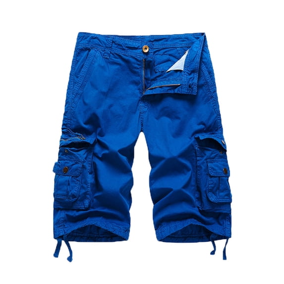 PIMSSY Men Casual Cargo Shorts Big And Tall Relaxed Fit Pocket Work Shorts Comfortable Summer Outdoor Shorts Solid Color Male Breathable Bottoms