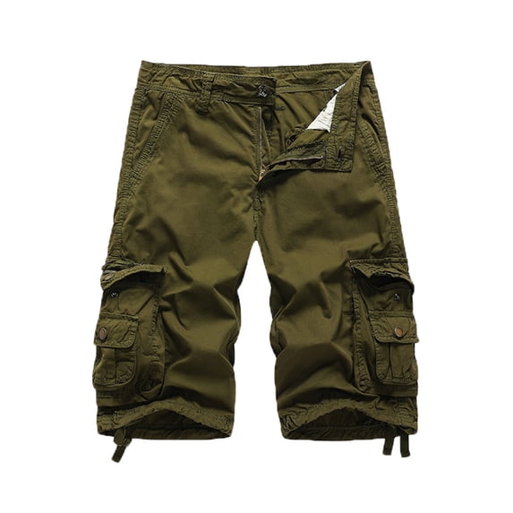 PIMSSY Men Casual Cargo Shorts Big And Tall Relaxed Fit Pocket Work Shorts Comfortable Summer Outdoor Shorts Solid Color Male Holiday Bottoms