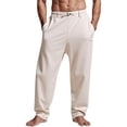 thumbnail image 1 of PIMSSY Men Casual Pants Loose Fit Comfortable Linen Drawstring Waist Trousers For Daily Wear And Outdoor Activities Male Fashionable Solid Color Slacks, 1 of 4