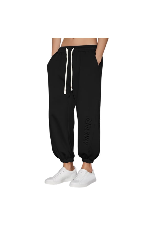 Men Casual Pants Loose Fit Joggers With Letter Embroidery Comfortable Elastic Sweatpants For Daily Wear And Sports Male Comfort Solid Color Slacks