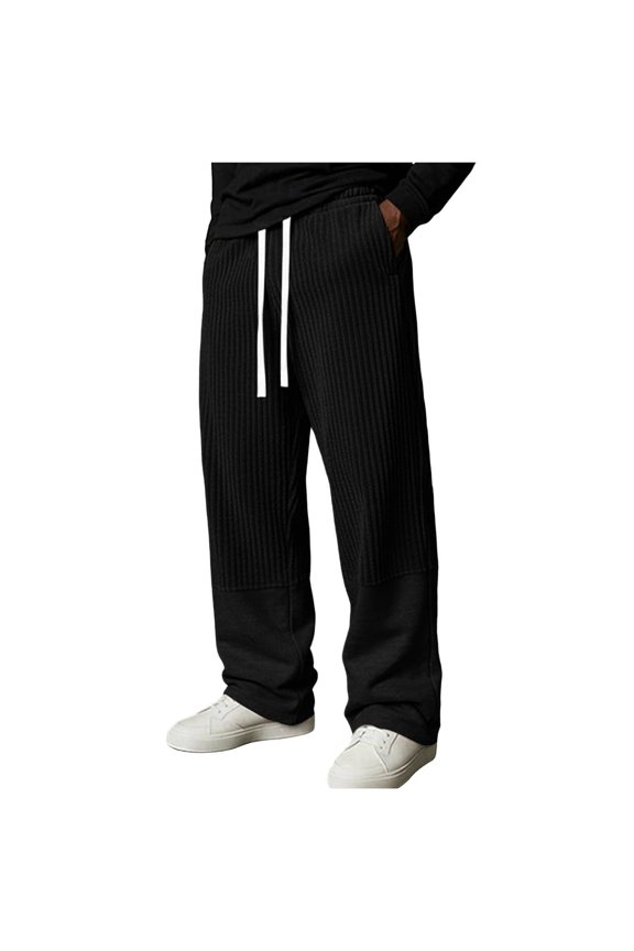Men Casual Pants With Panel Design Comfortable Stretch Fabric Tapered Fit Everyday And Outdoor Activities Male Relaxed Fit Solid Color Slacks