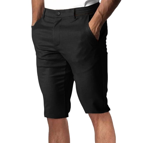 PIMSSY Men Casual Shorts Comfortable Stretch Fit Breathable Outdoor Walking Summer Lightweight Elastic Waist Solid Color Male Classic Bottoms