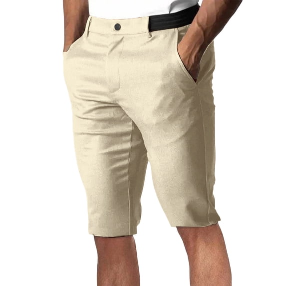 PIMSSY Men Casual Shorts Comfortable Stretch Fit Breathable Outdoor Walking Summer Lightweight Elastic Waist Solid Color Male Leisure Bottoms
