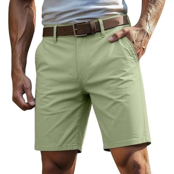 PIMSSY Men Casual Shorts Straight Leg Mid Rise Trousers Comfortable Breathable Summer Outdoor Daily Wear Solid Color Male Relaxed Fit Bottoms