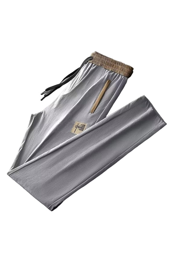 Men Pants High Stretch Ice Silk Pants For Summer Outdoor Sports Light Ice Sweatpants Male Fashionable Solid Color Slacks