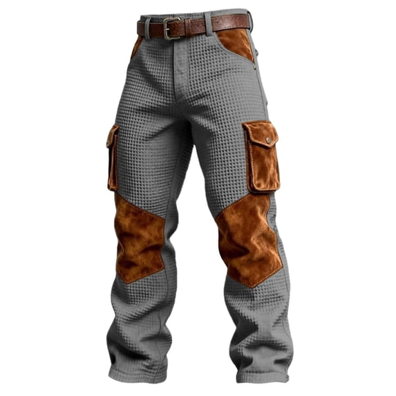 PIMSSY Men Pants Work Pants Casual Trousers With Texture Comfortable Relaxed Fit Durable Everyday Wear Male Breathable Solid Color Slacks