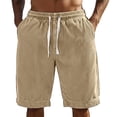 thumbnail image 1 of PIMSSY Men Shorts Corduroy Casual Relaxed Fit Summer Comfort Soft Elastic Waist With Pockets Fashionable Solid Color Bottoms, 1 of 8