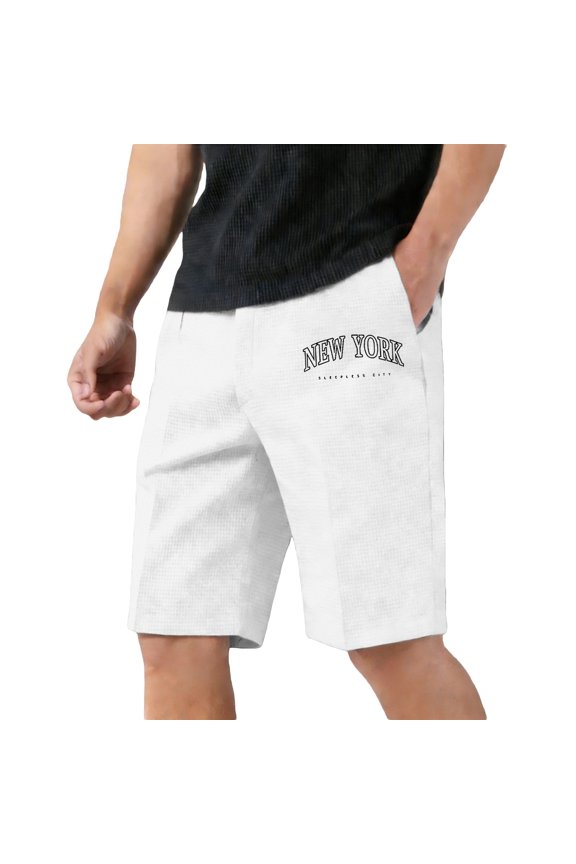 Men Shorts Fashion Letter Print Casual Breathable Summer Drawstring Elastic Waist Comfortable Outdoor Athletic Male Trendy Bottoms