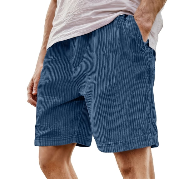 PIMSSY Men Shorts Retro Corduroy Casual Shorts With Embroidered And Adjustable Drawstring For Fashion Comfort Solid Color Summer Outdoor Male Breathable Bottoms