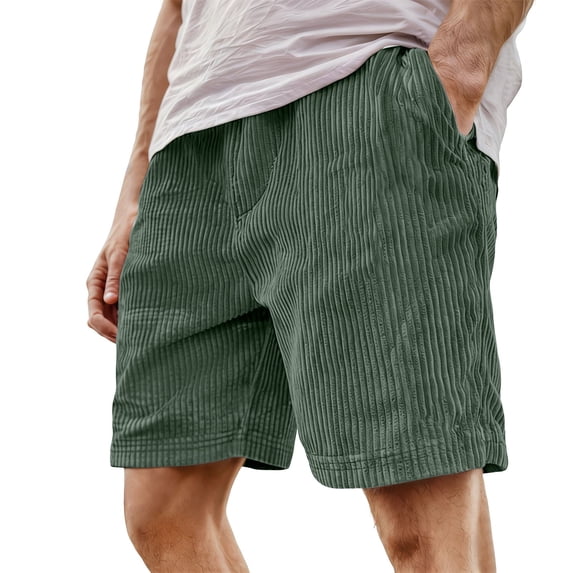 PIMSSY Men Shorts Retro Corduroy Casual Shorts With Embroidered And Adjustable Drawstring For Fashion Comfort Solid Color Summer Outdoor Male Cozy Bottoms