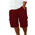 thumbnail image 1 of PIMSSY Men Shorts Summer Linen Shorts With Large Pockets Beach Plain Striped Sport Shorts Linen Stretch Lightweight Summer Shorts Loose Fit Short Casual Trousers Solid Color Outdoor Stylish Bottoms, 1 of 8