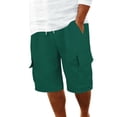 thumbnail image 1 of PIMSSY Men Shorts Summer Linen Shorts With Large Pockets Beach Plain Striped Sport Shorts Linen Stretch Lightweight Summer Shorts Loose Fit Short Casual Trousers Solid Color Outdoor Male Boho Bottoms, 1 of 8