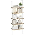 thumbnail image 1 of PINDEE 5 Tier Bookshelf Ladder Shelf Industrial Metal Frame with Wood Board Wall Mount or Freestanding for Home Office Living Room.White/Oak,1 piece, 1 of 15