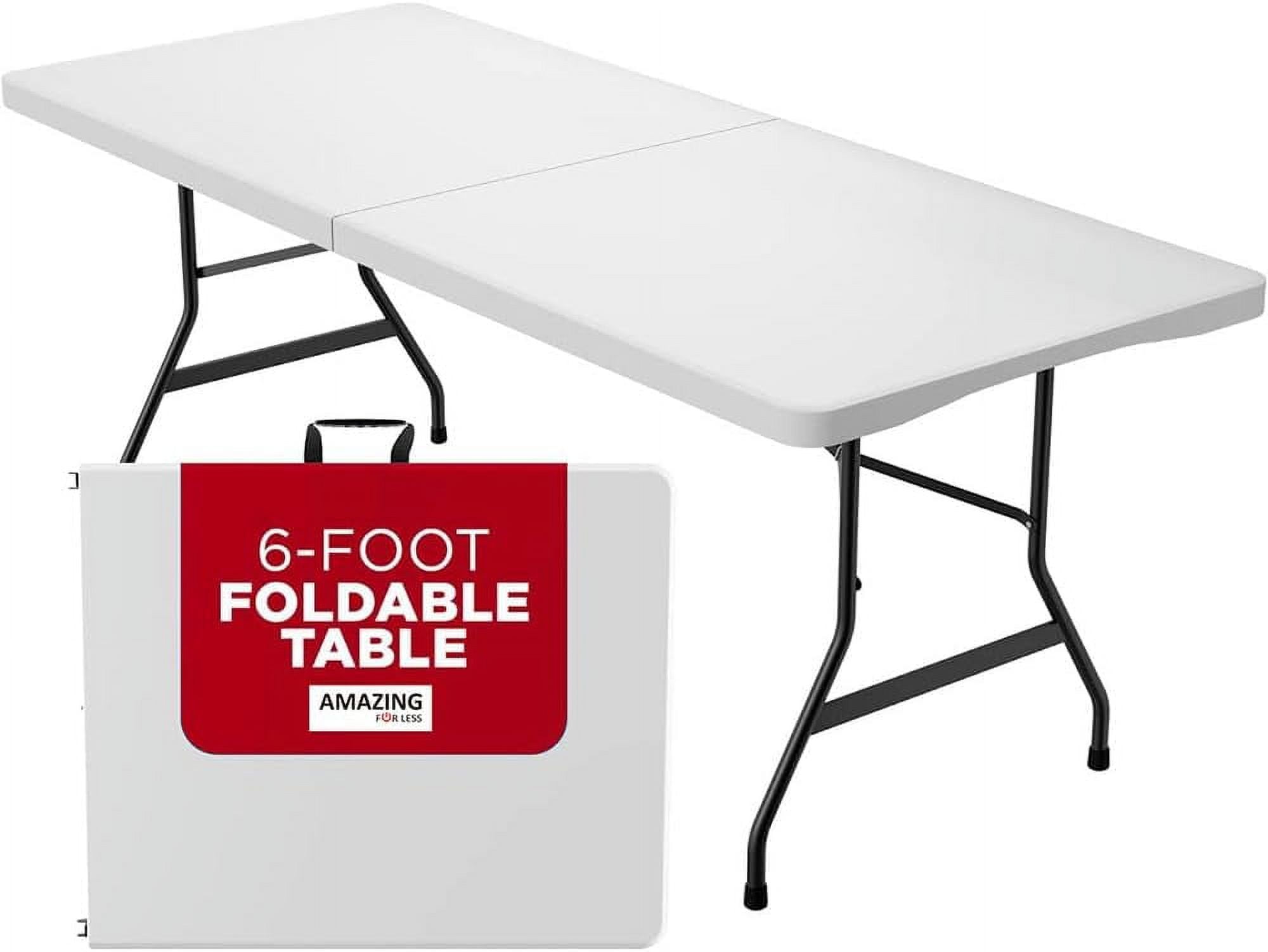 PINDEE 6ft Folding Table White Plastic Folding Table Portable Long ...