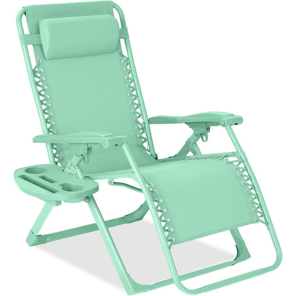 PINDEE Adjustable Zero Gravity Chair, Monochromatic Color Folding Patio Recliner w/Side Tray, Headrest The appearance is exquisite, fashionable, and high-end.- Mint