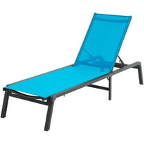 PINDEE Aluminum Chaise Lounge Chair Outdoor, Foldable & Assembly Free Outdoor Lounge Chair with 5 Position Adjustable Backrest, Patio Pool Lounge Chairs for Outside Poolside Beach Lawn,Blue 1 pc