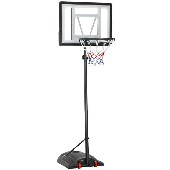PINDEE Basketball Hoop Outdoor, Height Adjustable Basketball Hoop Goal System with  Basketball Backboard, Stand, Fillable Base, and Wheels for Kids, Teenagers, Adults,7.2-9.FTt
