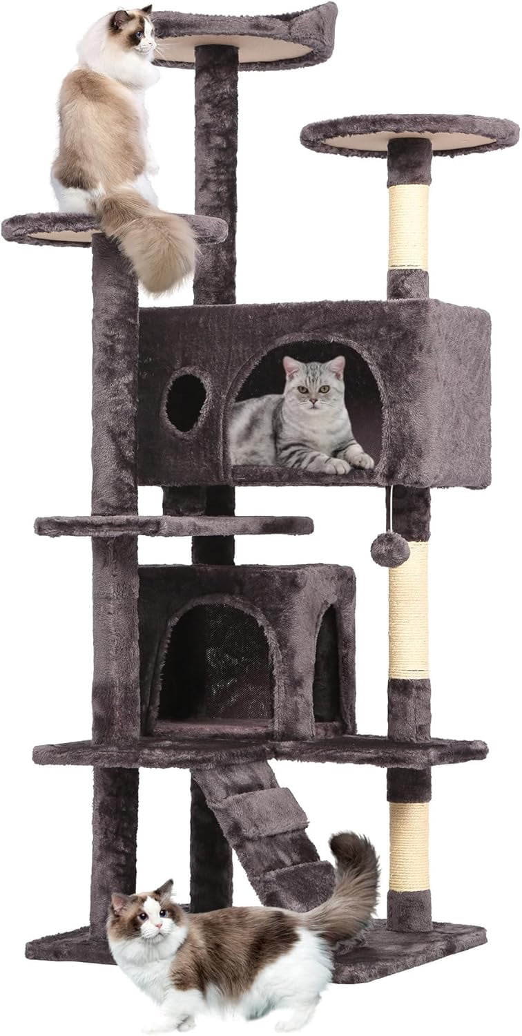 PINDEE Cat Tree Tower Multi Level Activity Center with Sisal Scratching ...