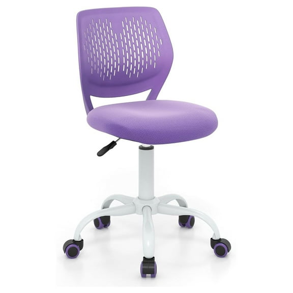 PINDEE Kids Desk Chair, Adjustable Children Study Chair, Swivel Armless Mesh Task Office Chair, Computer Desk Chair with Adjustable Height & Lumbar Support (Purple)