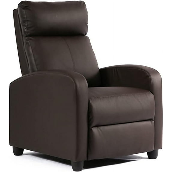 PINDEE Leather Recliner Chair for Living Room with Lumbar Support, Adjustable Push Back & Wide Armrests, Comfortable Padded Seat and Footrest,without Massage,Pu Brown