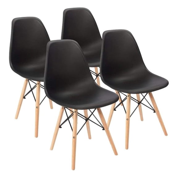 PINDEE Modern Style Dining Chair Mid Century Modern DSW Chair, Shell Lounge Plastic Chair for Kitchen, Dining, Bedroom, Living Room Side Chairs Set of 4 (Black)