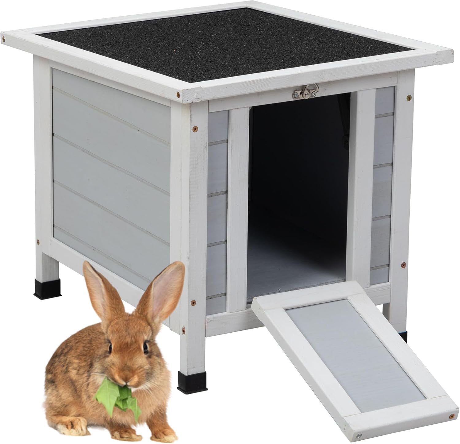 PINDEE Rabbit Hutch, Outdoor Cat House Weatherproof, Bunny Cage Indoor ...