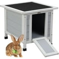 thumbnail image 1 of PINDEE Rabbit Hutch, Outdoor Cat House Weatherproof, Bunny Cage Indoor with Openable, Portable Small Animals Shelters with Nonslip Ramp for Hideout Rabbits/Feral Cats/Chicken/Duck/Small Animals-Gray, 1 of 9