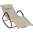 thumbnail image 1 of PINDEE Rocking Chair, Zero Gravity Patio Chaise Sun Lounger, Outdoor Rocker, UV Water Resistant, Pillow for Sunbathing, Lawn, Garden or Pool,Feel comfortable, Light Brown, 1 of 7