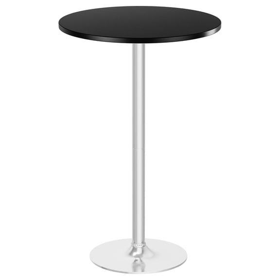 PINDEE Round Bistro Pub Table 1 Pack Modern Style Metal Base MDF Top Cocktail Bar Table Counter Bar Height for Pub, Dining Room, Party (Black+Silver)