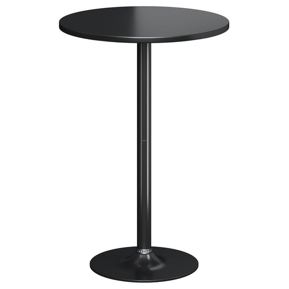 PINDEE Round Bistro Pub Table 1 Pack Modern Style Metal Base MDF Top Cocktail Bar Table Counter Bar Height for Pub, Dining Room, Party (Full Black)