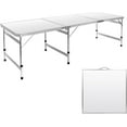 thumbnail image 1 of PINDEE Small Camping Table 6FT Folding Picnic Table Foldable Low Camp Table Portable Short Aluminum Outdoor Short Floor Beach BBQ White，23.6"D x 71"W x 27.5"H, 1 of 7