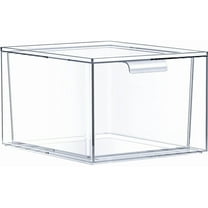 PINDEE Stackable Acrylic Drawers - Clear Make Up Organizers for Vanity - Plastic Storage Bin for Room Decor, Bathroom Organization and Storage, Office Supplies, Makeup Drawer Organizer,1 Drawer