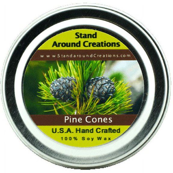 PINE CONES TIN 2-OZ. ALL NATURAL SOY CANDLE