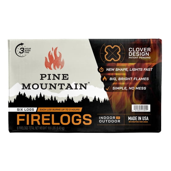 Pine Mountain 3-Hour Fire Logs, Clover Shape, 6 Pack