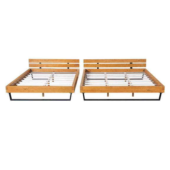PINE WOOD BED FRAME KING SIZE,NATURAL & BLACK COLOR