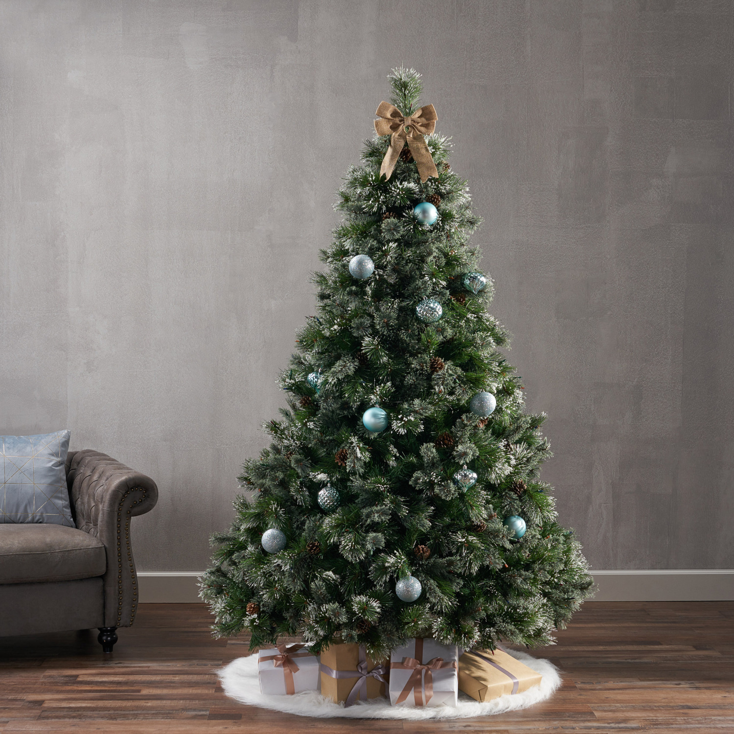 PINGCNG ”Deluxe 7‘ Faux Cashmere Mixed Tree with Snow Bristle 900 Multi ...