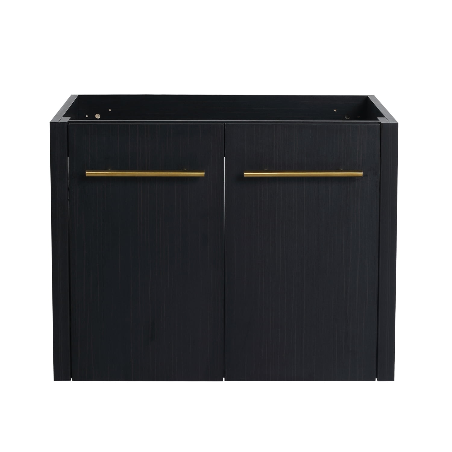 Black Plywood Wall-Mounted Bathroom Vanity with Gold Handles