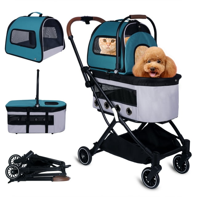 PINGCNG Folding Automatic Double Decker Pet Trolley with Separate