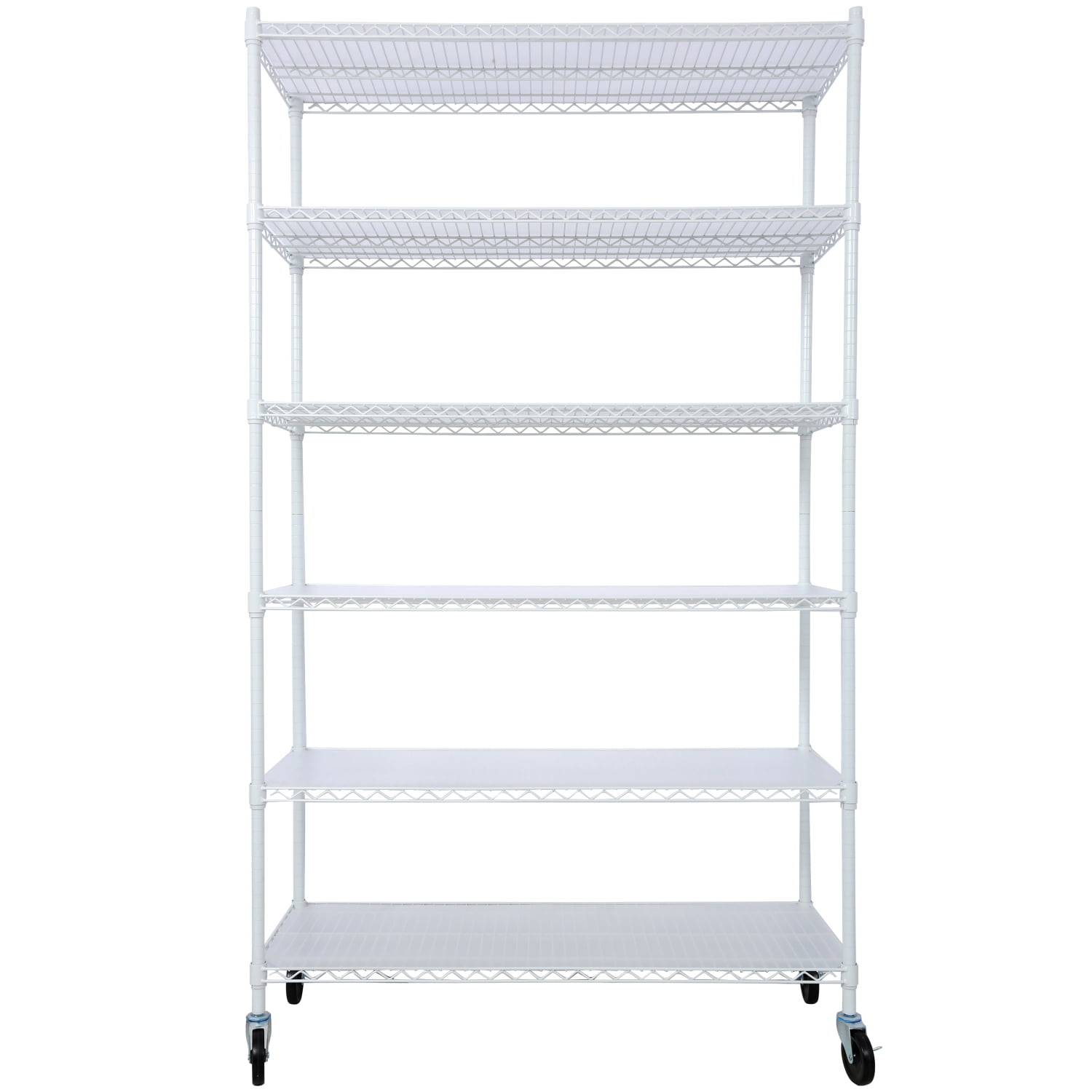 PINGCNG Heavy Duty White 6 Tier NSF Metal Shelf Wire Shelving Unit with