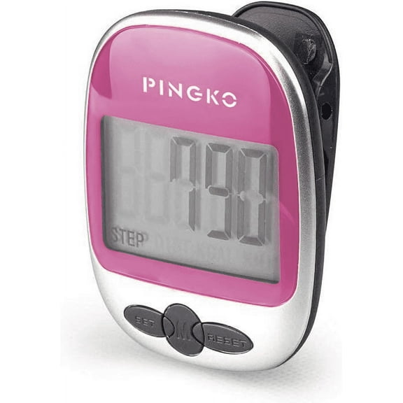 PINGKO Best Pedometer for Walking Accurately Track Steps Multi-Function Portable Sport Pedometer Step/Distance/Calories Counter Fitness Tracker - Pink