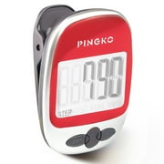 PINGKO Best Pedometer for Walking Accurately Track Steps Multi-Function Portable Sport Pedometer Step/Distance/Calories Counter Fitness Tracker - Red