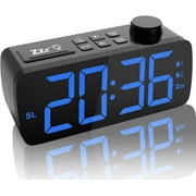PINGKO Digital Alarm Clock with FM Radio-Large Smart LED Display, Snooze Function,Adjustable Brightness -Small and Light for Travel,Desk or Bedroom (Blue)